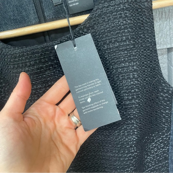 Armani Exchange Pieced Tweed Shell Navy Blue and Black Top NWT - Picture 10 of 13